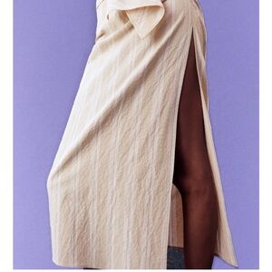 Zara Draped Striped Midi Skirt